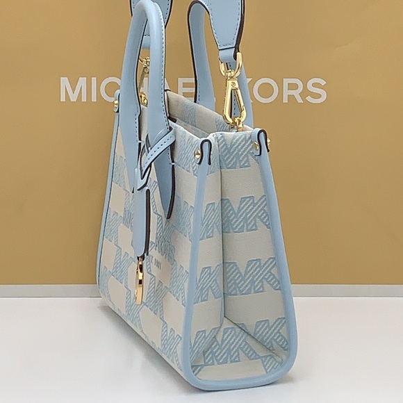 MICHAEL KORS MIRELLA SMALL SHOPPER TOP ZIP XBODY VISTA BLUE COLOR - Picture 5 of 15
